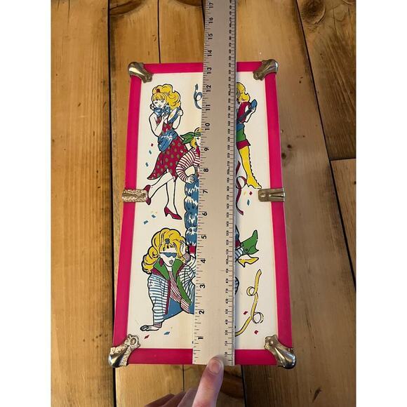 Vintage Jem & The Rockers Wood Doll Storage Case Holder Pink White W/ Handle - Picture 8 of 9